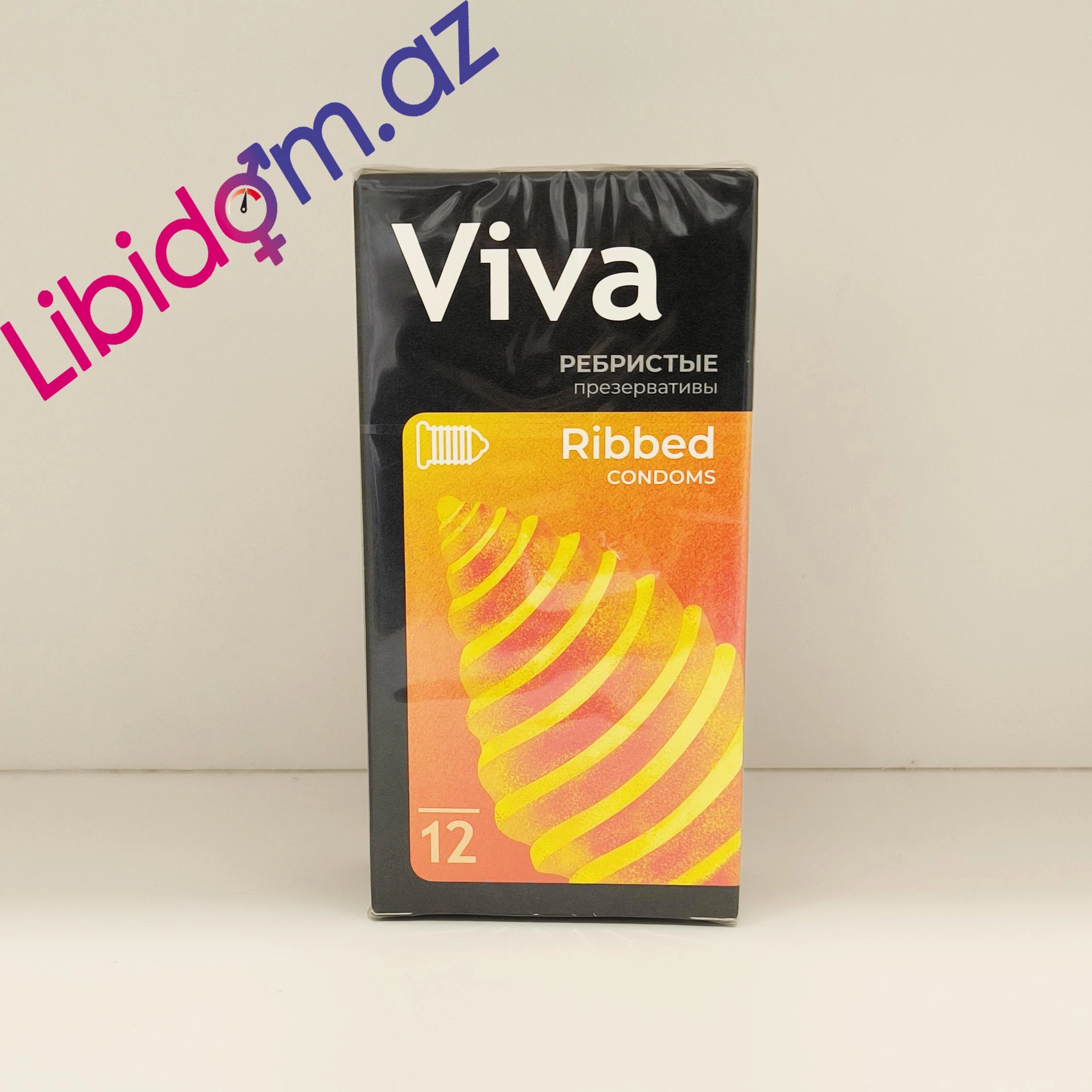 Viva Ribbed N12 - Üzük Qabırğalı, Şəffaf və Silikon Yağlı Prezervativlər Qoruyucular