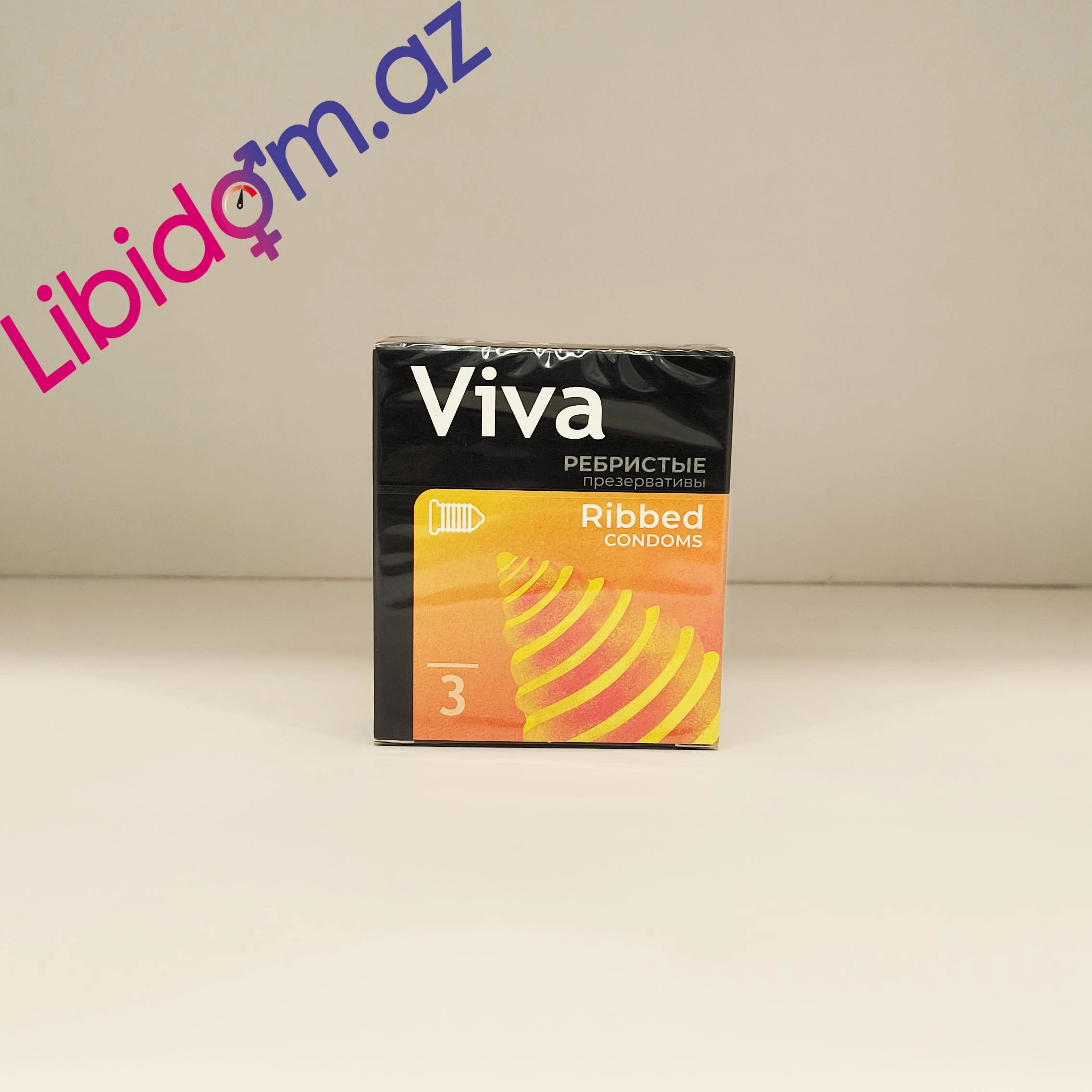 Viva Ribbed N3 - Üzük Qabırğalı, Şəffaf və Silikon Yağlı Prezervativlər Qoruyucular